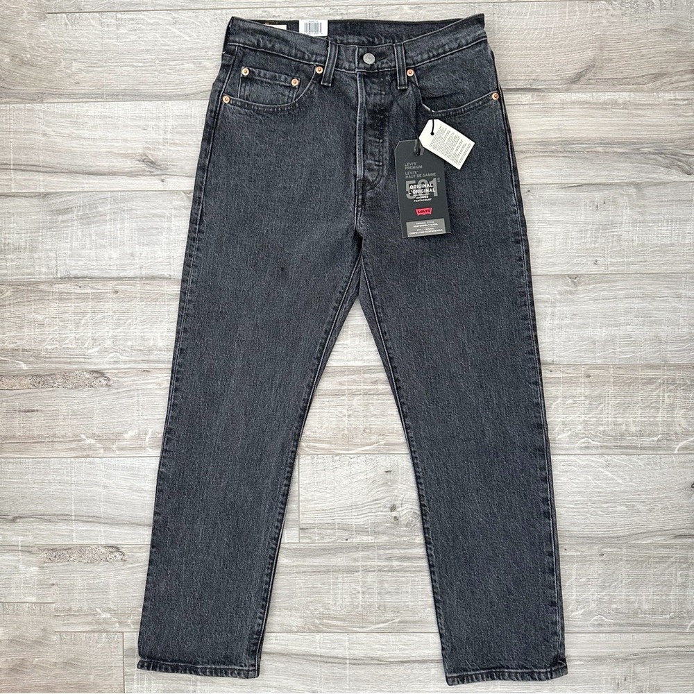 Levi’s 501 Original Dark Grey High Waisted Capsule Cropped Ankle Jeans 26